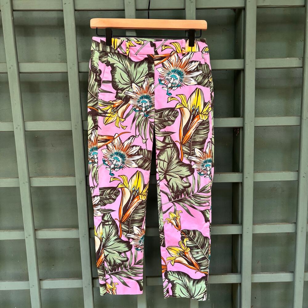 J.Crew Tropical Palm & Lily Cropped Retro Pants – Size 0- Maximalist Resortwear